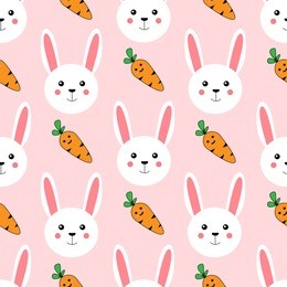 seamless cute bunny rabbit with carrot pattern,vector and illustration