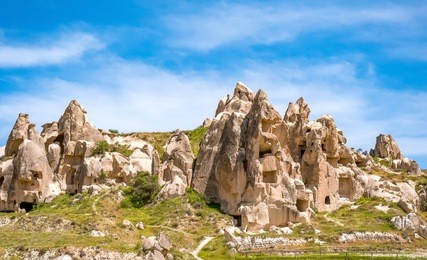 volcanic cave city in goreme national park. capapdocia, turkey