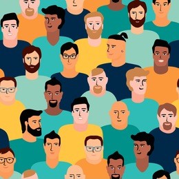 vector seamless pattern with men faces. design element for fathers day concept and other use.