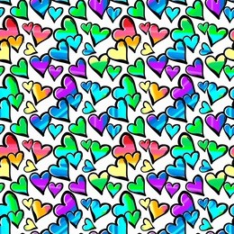 gay pride rainbow colored hearts seamless pattern.hand rawn ink brush strokes design in doodle grunge style.modern painted artistic print for a logo, cards, invitations, posters, banners.