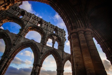 whitby abbey ruins sunset