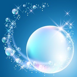 glowing background with bubbles and stars