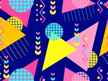 memphis seamless pattern. geometric elements memphis in the style of 80's. vector illustration