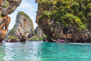 crystal clear sea at railay beach - krabi province, thailand