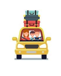 happy family travel by car. vector flat