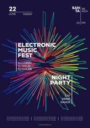 electronic music party poster. trendy club party flyer modern gradients minimalist style. dance festival. vector illustration 10 eps