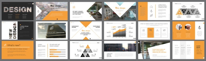 orange and black logistics or management concept infographic set. business design elements for presentation slide templates. can be used for annual report, advertising, flyer layout and banner design.
