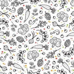 fresh vegetables seamless pattern. healthy raw food background