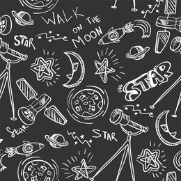 doodle sketchy rustic space. seamless pattern.