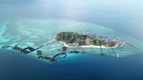 tropical island and resort. aerial photo mabul island, malaysia