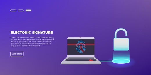 scan fingerprint on laptop. identification system. business security concept. illustration of application scanning fingerprint. vector illustration in flat style