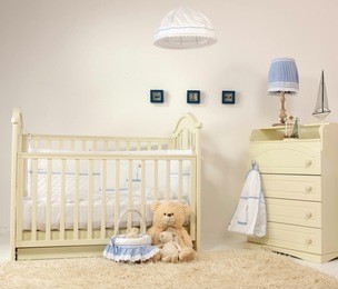 interior of baby room indoors bed carpet
