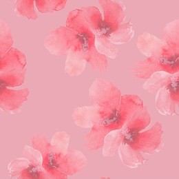 watercolor tropical seamless pattern with pink hibiscus. floral print. 