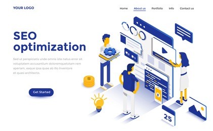 modern flat design isometric concept of seo optimization for website and mobile website. landing page template. easy to edit and customize. vector illustration