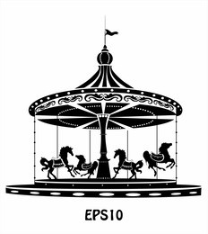 merry-go-round black and white silhouette