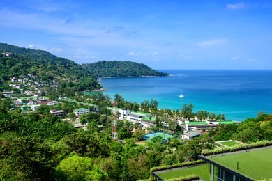 view of kata noi beach and andaman sea in phuket, thailand.