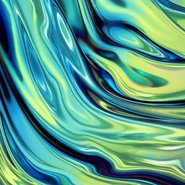3d render, abstract background, green holographic foil, iridescent wavy glass, cosmic texture, ripples, liquid surface, metallic reflection, esoteric aura. for creative projects: cover, fashion, web