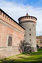 sforza castle. milan, italy. it was built in the 15th century. later renovated and enlarged, in the 16th and 17th centuries. extensively rebuilt by luca beltrami in 1891–1905