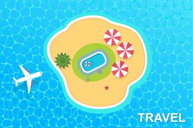 vector horizontal banner with top view island 