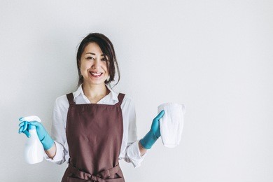 cleaning tools and asian women