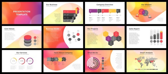 business presentation templates. vector infographic elements for company presentation slides, corporate annual report, marketing flyers, leaflets and brochures, banners and web design.