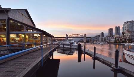 granville island sunset, vancouver, british columbia