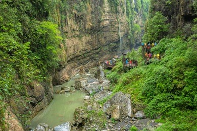 view of bottom of mufu grand canyon in enshi hubei china