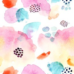 watercolor seamless pattern,dot memphis fashion style, bright design repeating background. hand painted fashionable brush shapes.