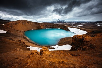 exotic view of the geothermal valley leirhnjukur. location myvatn lake, krafla, iceland, europe. amazing image of tourist attraction, most popularly photographed areas. discover the beauty of earth.