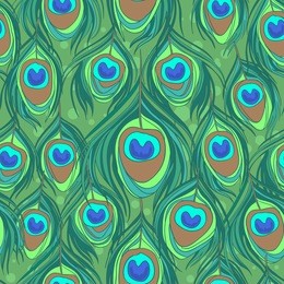 colorful peacock feather seamless vector pattern