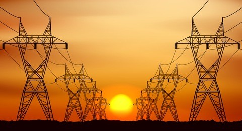 electric post and sunrise in morning graphic vector
