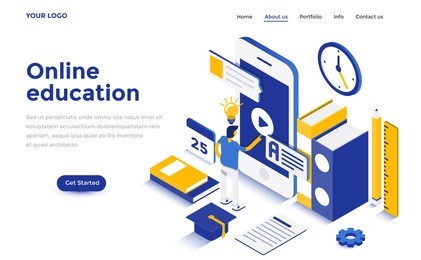modern flat design isometric concept of online education for website and mobile website. landing page template. easy to edit and customize. vector illustration