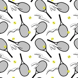 seamless pattern with tennis rackets and balls