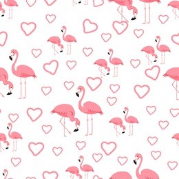 tropical bird flamingo background - seamless pattern vector