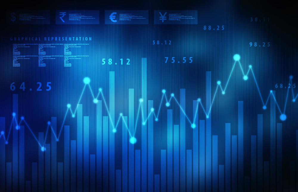 2d rendering stock market online business concept. business graph 