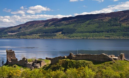 ruins of urquhart castle overlooking loch ness, drumnadrochit, scotland