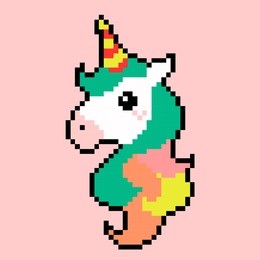 vector illustration unicorn in pixel art