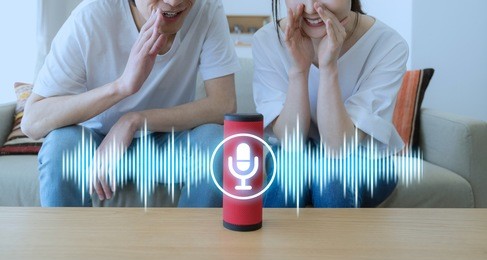 smart speaker concept. ai speaker. voice recognition.