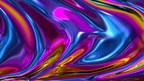 3d render, abstract ultraviolet background, holographic foil, iridescent texture, waving fashion cloth, liquid petrol surface, ripples, metallic reflection, esoteric aura. for creative projects