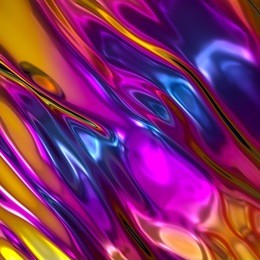 3d render, abstract background, holographic foil, iridescent multicolor texture, liquid petrol surface, ripples, metallic reflection, esoteric aura. for creative projects: cover, fashion, web