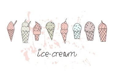 vector illustration. stylized ice cream set. print design element. cute vector objects.