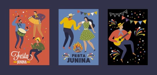 festa junina brazil june festival. vector templates. design element for card, poster, banner, and other use.