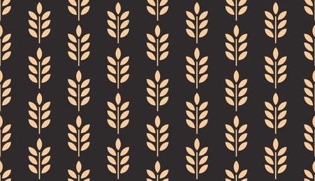 seamless black and gold vintage wheat crops pattern vector