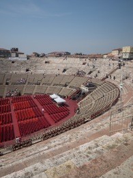 inside the arena di verona, the second largest roman amphitheater in the world and famous for its opera performances