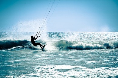 kite surfing in waves. splash