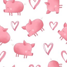 cute pig illustration. seamless pattern