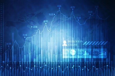 2d rendering stock market online business concept. business graph 