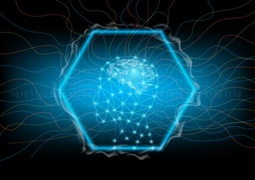 an artificial intelligence brain with neural network is on learning process. futuristic design concept. abstract digital and technology background. vector illustration.