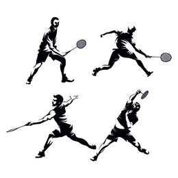 badminton sport silhouette set