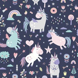 seamless pattern with unicorns.